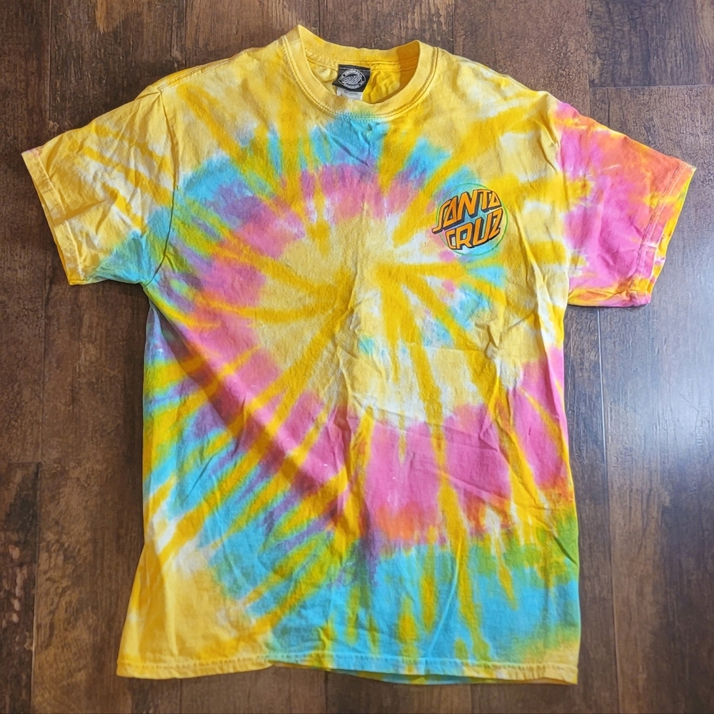 Santa Cruz Skateboards Tie Dye T- Shirt, Screaming Hand, Mens Medium